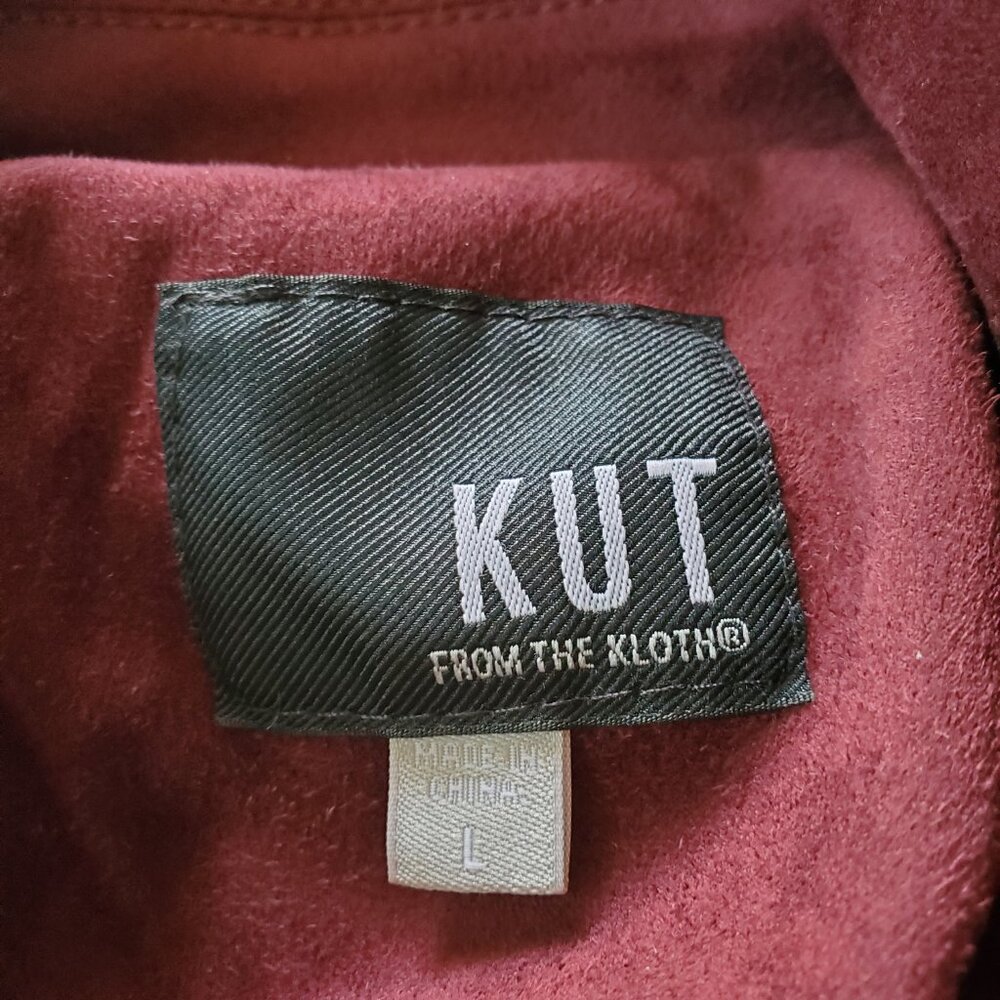 Kut From the Kloth Plum  Faux Suede Moto Eveline Jacket Large - Picture 8 of 12